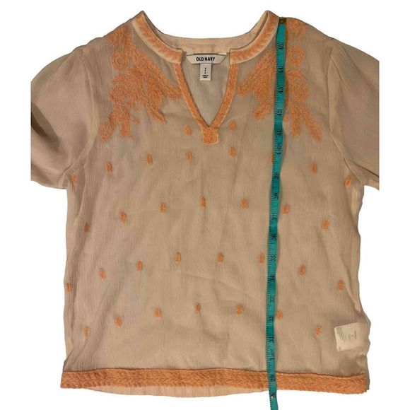 Peach Blouse with Delicate Coral inlaid stitching - Picture 11 of 16